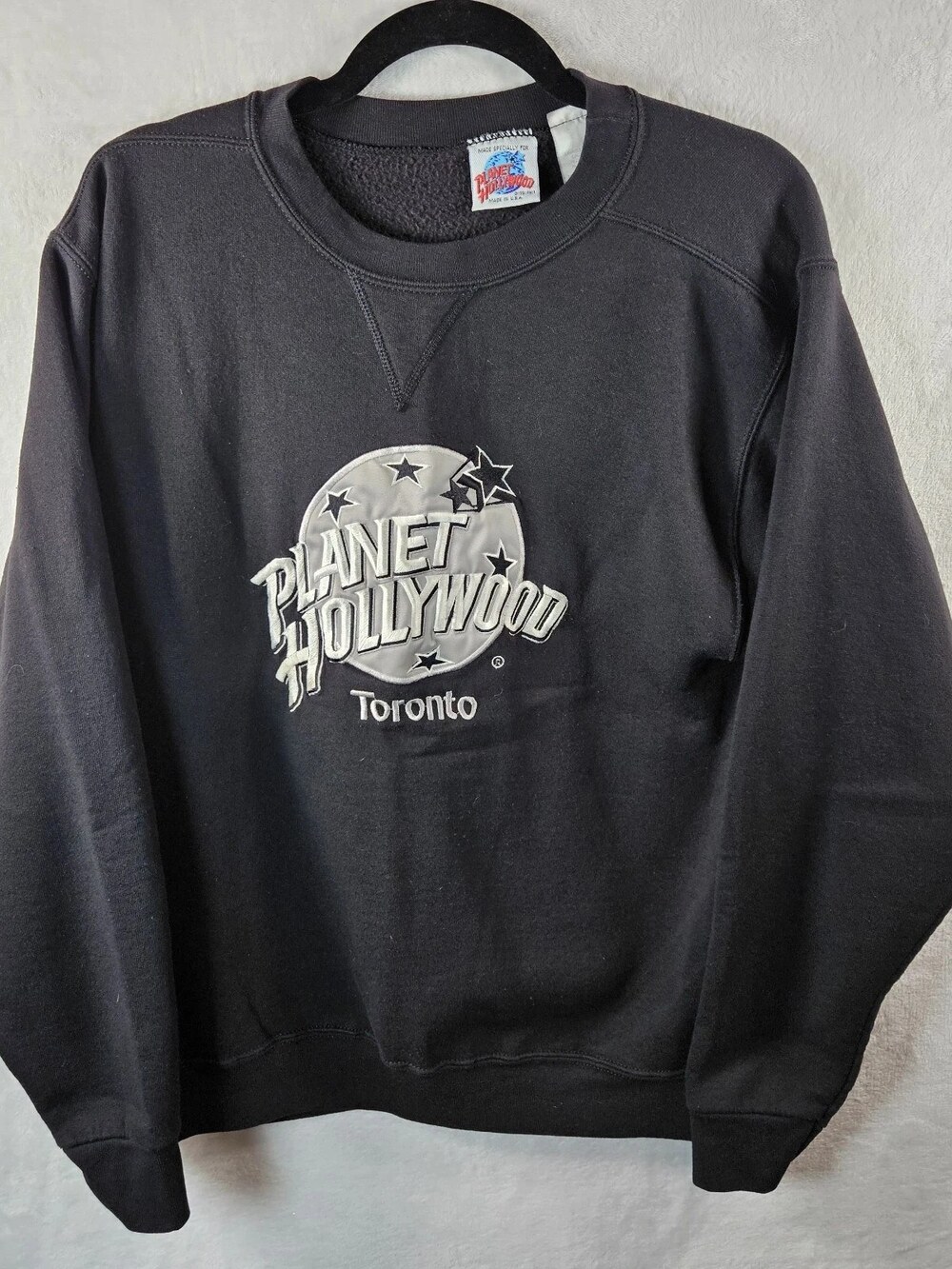 Planet Hollywood Toronto Sweatshirt Embroidered Logo Black Unisex Size Large
